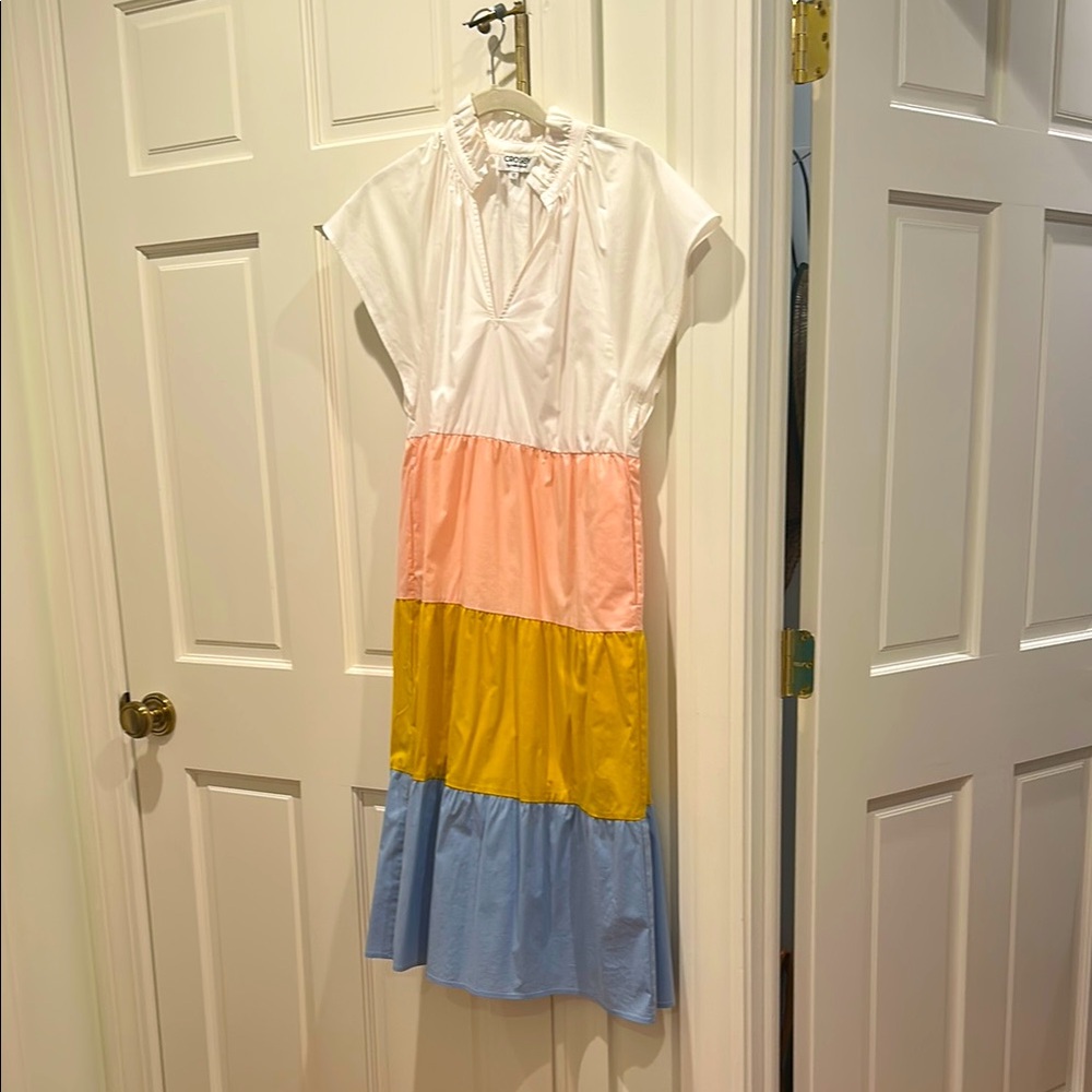 CROSBY by Mollie Burch White and Orange Raglan Midi Dress